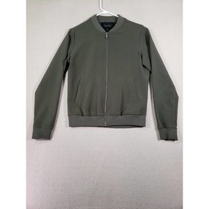 Costes Jacket Womens Small Full Zip Bomber Green Pockets‎ Polyester Stretch